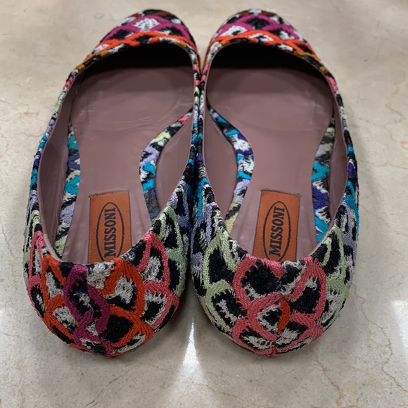 MISSONI FLATS IN CALF LEATHER W/FABRIC UPPER GORGEOUS COLORWAY/PRINT SIZE 38/8 - Picture 12 of 14